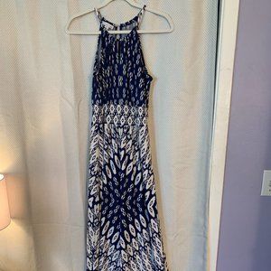 Navy Blue Patterned Maxi (Size 6)